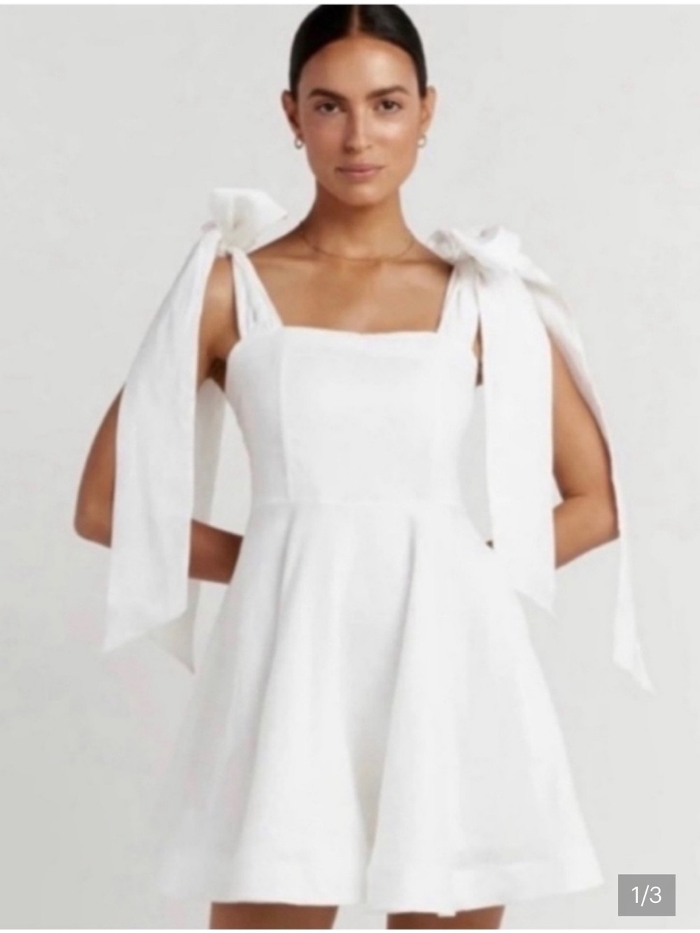 DISSH White tie strap 100% Linen Mini dress